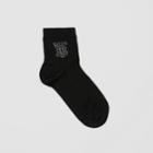 Burberry Burberry Monogram Intarsia Cotton Blend Socks, Black