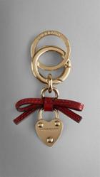 Burberry Bow Detail Heart Padlock Key Charm