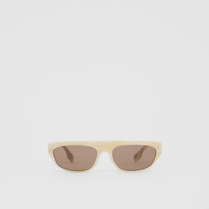 Burberry Burberry Monogram Motif Rectangular Frame Sunglasses, Light Horn
