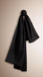 Burberry Burberry Embroidered Lightweight Cashmere Scarf, Black