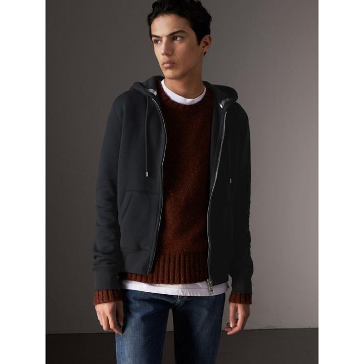 Burberry Burberry Hooded Cotton Jersey Top, Size: Xxxl, Blue