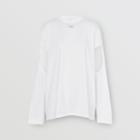 Burberry Burberry Long-sleeve Cut-out Detail Montage Print Cotton Top, White