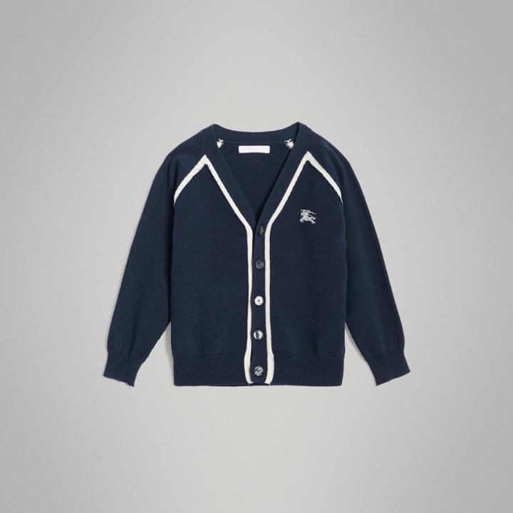 Burberry Burberry Childrens Two-tone Cotton Knit Cardigan, Size: 14y, Blue