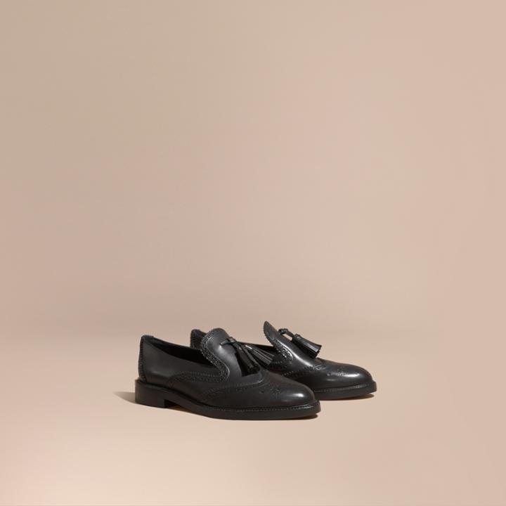 Burberry Burberry Leather Tassel Loafers, Size: 38.5, Black