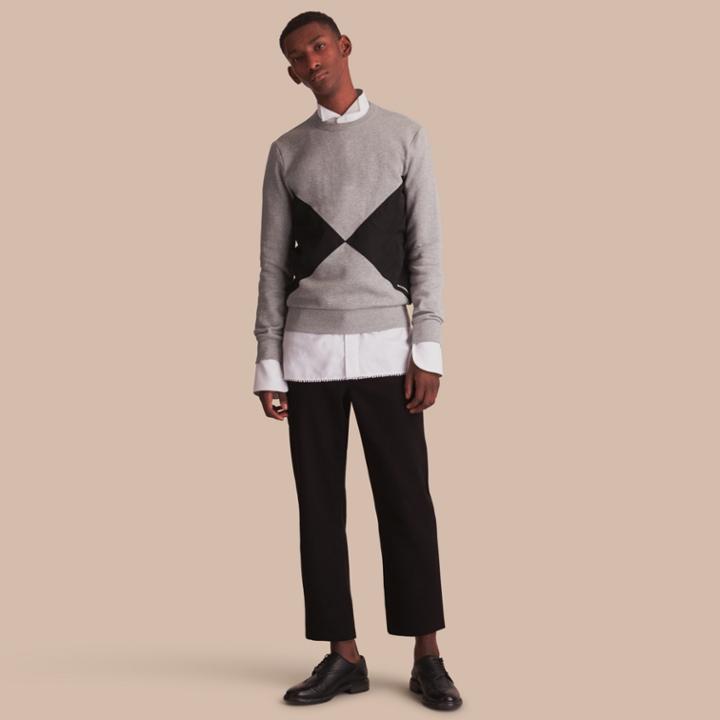 Burberry Burberry Overlaid Geometric Motif Sweatshirt, Grey