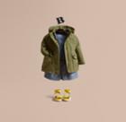Burberry Burberry Cotton Linen Parka With Packaway Hood, Size: 3y, Green