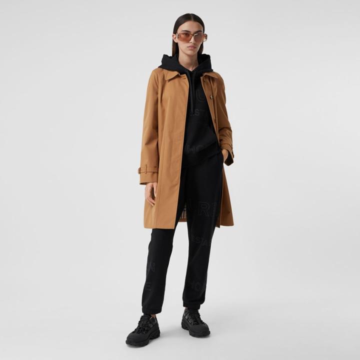Burberry Burberry Cotton Gabardine Belted Swing Coat, Size: 14, Brown