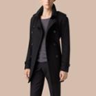 Burberry Burberry Mid-length Virgin Wool Cashmere Trench Coat, Size: 48, Black