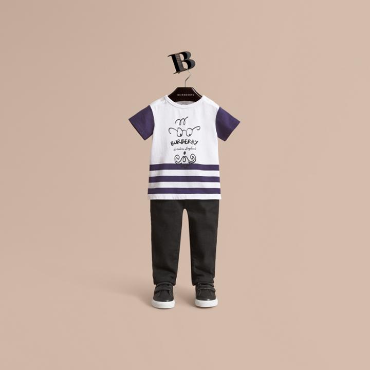 Burberry Burberry Bearded Gent Print Cotton T-shirt, Size: 3y, Blue
