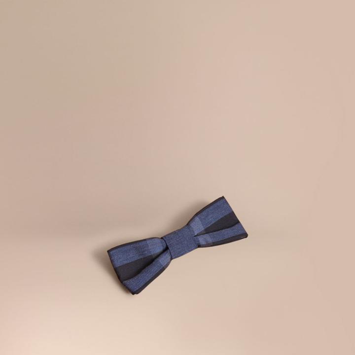 Burberry Burberry Check Silk Blend Bow Tie, Size: Os, Blue