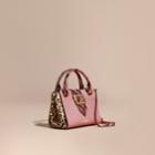 Burberry Burberry The Small Buckle Tote In Leather And Leopard-print Calfskin, Pink