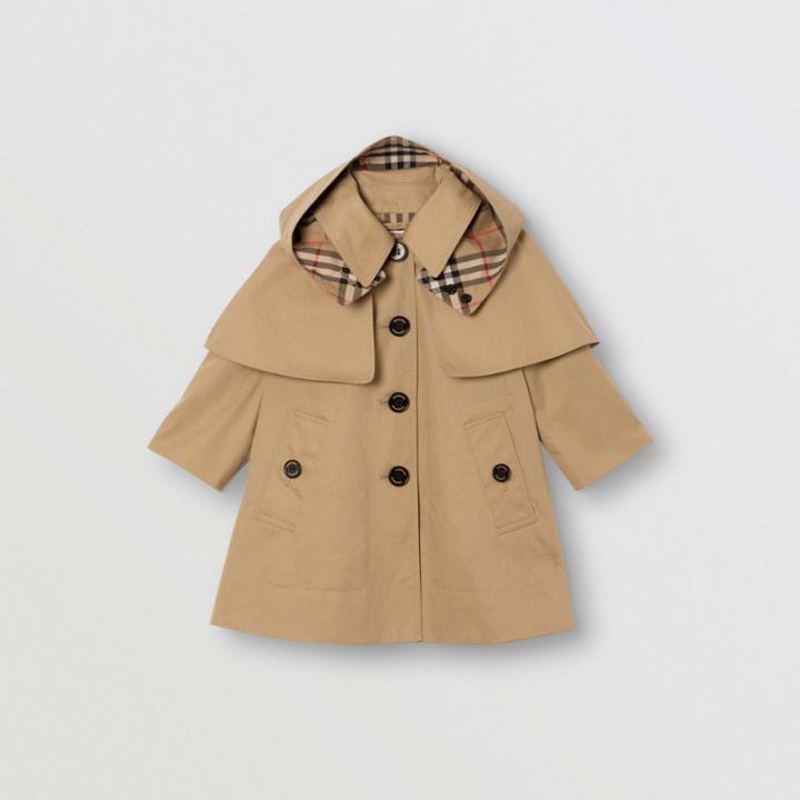 Burberry Burberry Childrens Detachable Hood Showerproof Cotton Swing Coat, Size: 2y, Yellow