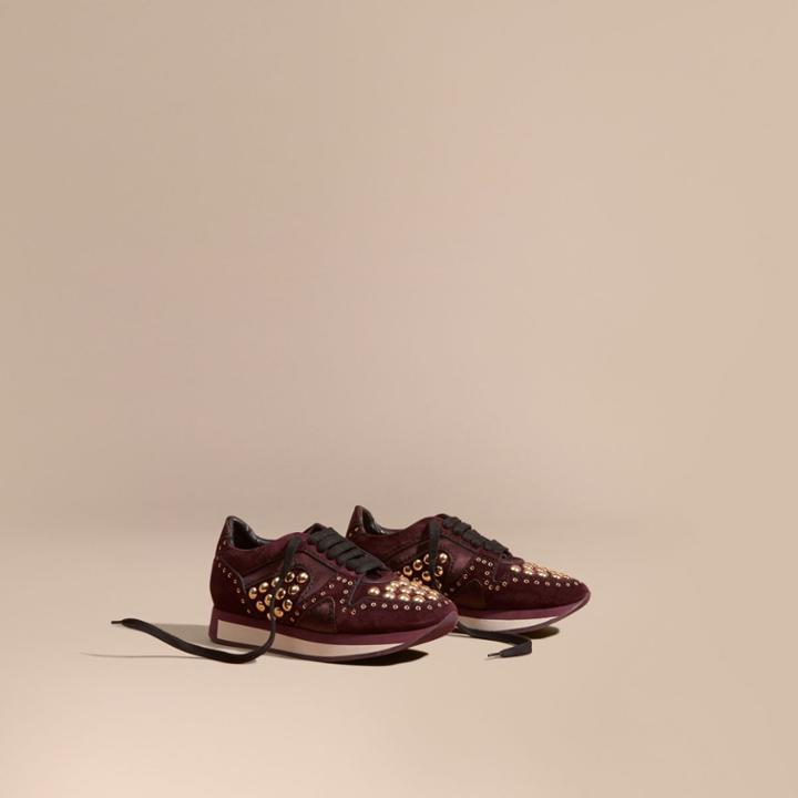 Burberry Burberry The Field Sneaker In Studded Suede, Size: 38.5, Red