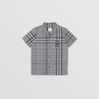 Burberry Burberry Childrens Short-sleeve Monogram Motif Check Cotton Shirt, Size: 12y, Black