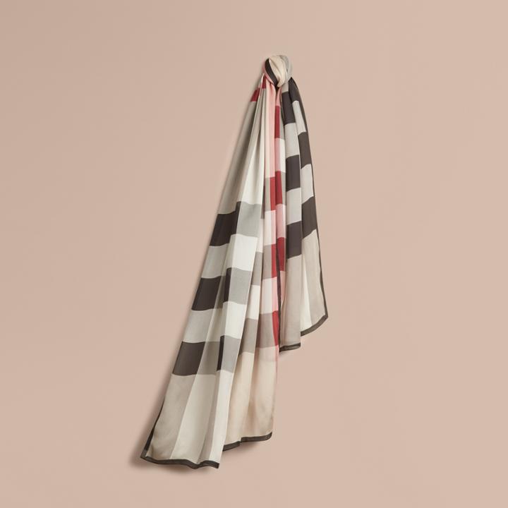 Burberry Burberry Lightweight Check Silk Scarf, Beige