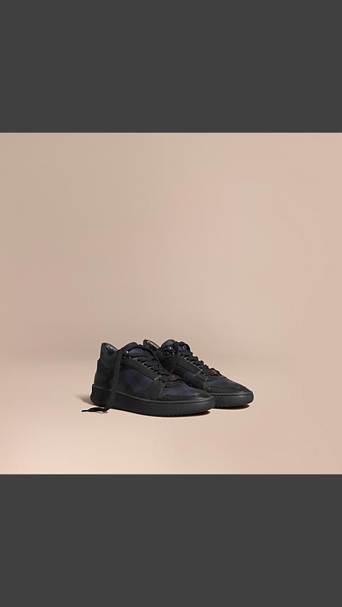 Burberry London Check And Leather Trainers
