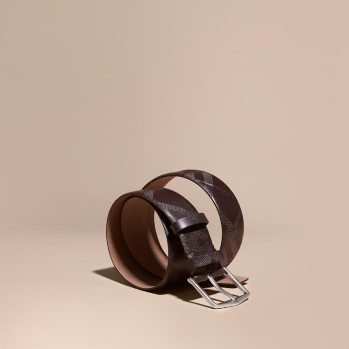Burberry Burberry Leather Trim London Check Belt, Size: 110, Brown