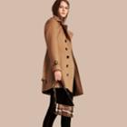 Burberry Burberry Wool Cashmere Trench Coat With Fur Collar, Size: 06, Brown