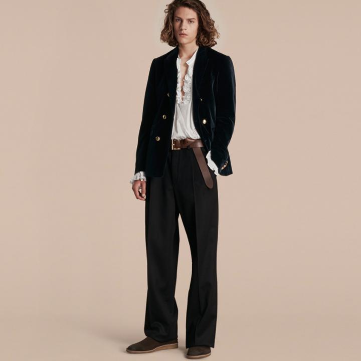 Burberry Burberry Double-breasted Velvet Jacket, Size: 38, Blue