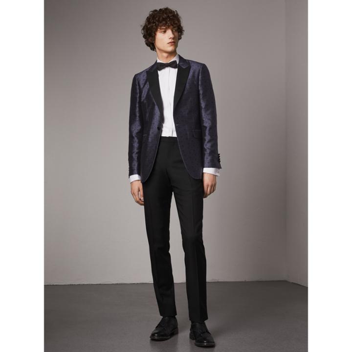 Burberry Burberry Soho Fit Silk Wool Jacquard Evening Jacket, Size: 54r, Blue