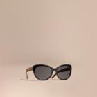 Burberry Burberry Check Detail Cat-eye Polarised Sunglasses, Black