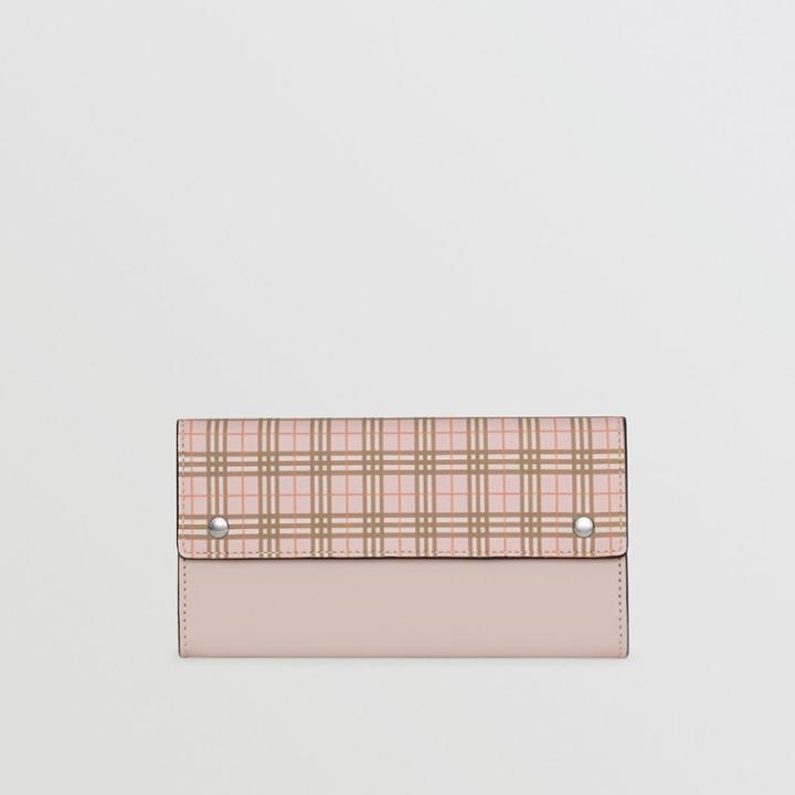 Burberry Burberry Small Scale Check And Leather Continental Wallet, Pink