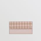 Burberry Burberry Small Scale Check And Leather Continental Wallet, Pink