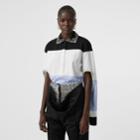 Burberry Burberry Crystal And Cut-out Detail Cotton Oversized Polo Shirt, Size: M, Black