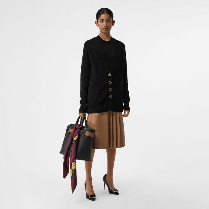 Burberry Burberry Logo Button Cashmere Cardigan, Black