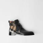 Burberry Burberry House Check And Leather Ankle Boots, Size: 41, Black