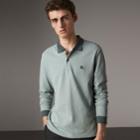 Burberry Burberry Long-sleeve Cotton Piqu Polo Shirt, Green