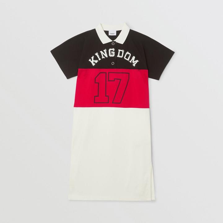 Burberry Burberry Childrens Kingdom Print Cotton Jersey Polo Shirt Dress, Size: 12y, Black