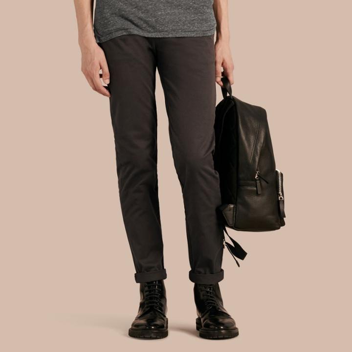 Burberry Burberry Slim Fit Stretch-cotton Twill Chinos, Size: 42r, Grey