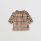 Burberry Burberry Childrens Gathered Sleeve Vintage Check Cotton Dress, Size: 2y, Beige