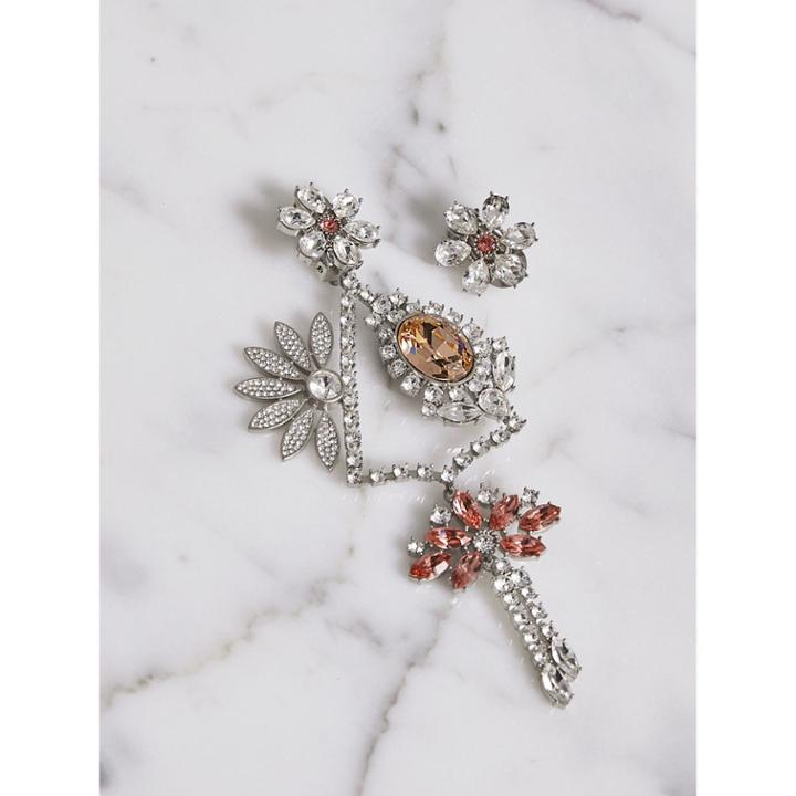 Burberry Burberry Crystal Daisy Chandelier Earring And Stud Set, Red