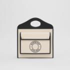 Burberry Burberry Medium Logo Graphic Canvas And Leather Pocket Bag, Black