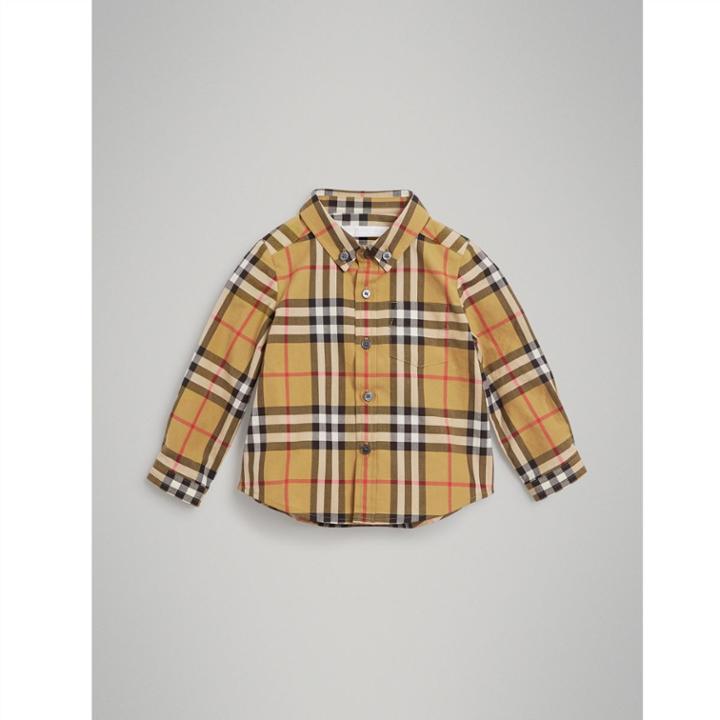 Burberry Burberry Button-down Collar Vintage Check Cotton Shirt, Size: 12m, Yellow