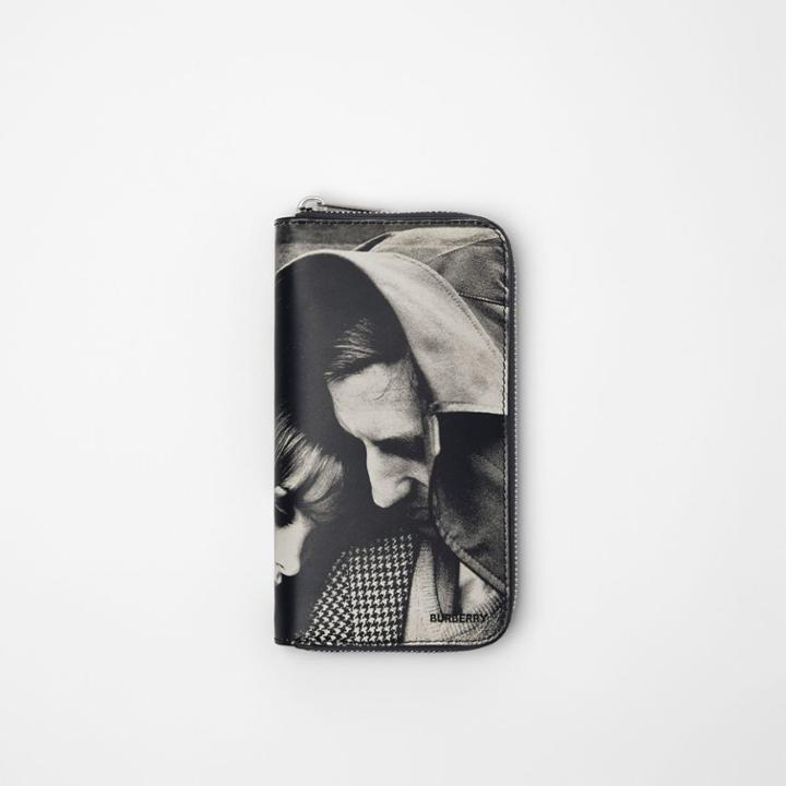 Burberry Burberry Archive Campaign Print Leather Ziparound Wallet, Black/white