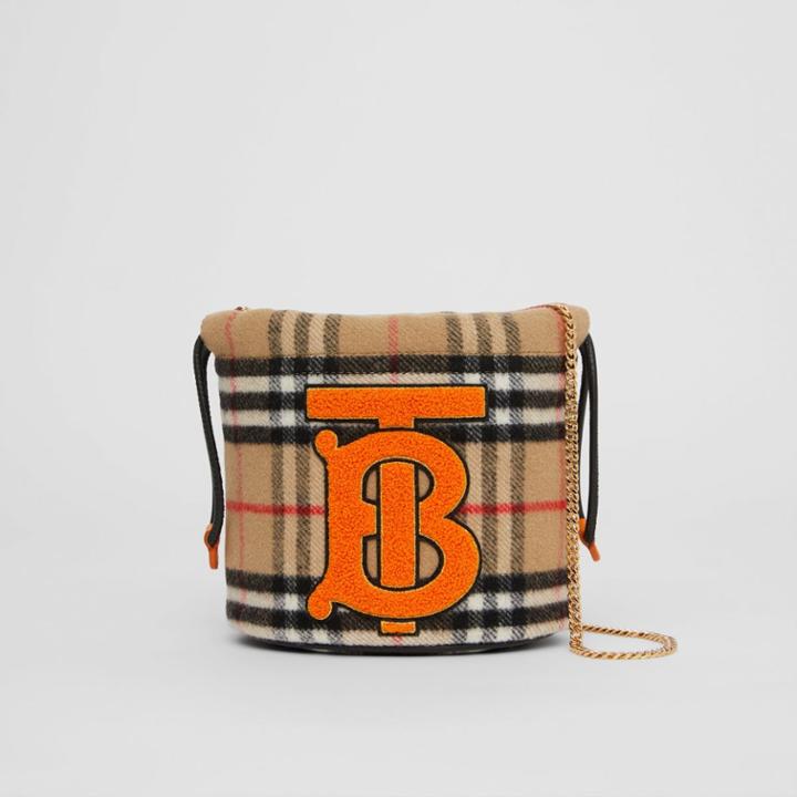 Burberry Burberry Childrens Monogram Motif Vintage Check Drawcord Pouch, Beige