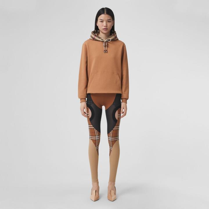 Burberry Burberry Check Hood Cotton Oversized Hoodie, Size: L