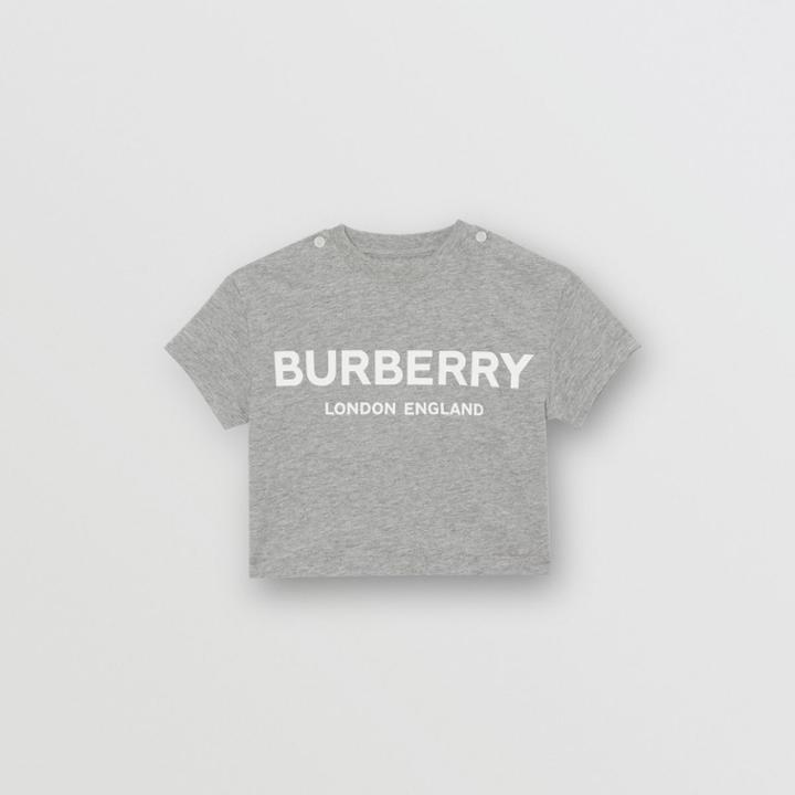 Burberry Burberry Childrens Logo Print Cotton T-shirt, Size: 2y, Grey