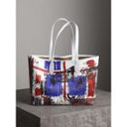 Burberry Burberry The Medium Doodle Tote In Coated Canvas, White