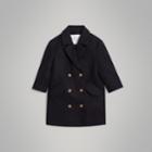 Burberry Burberry Crested Button Wool Pea Coat, Size: 14y, Blue