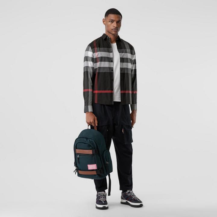 Burberry Burberry Check Stretch Cotton Poplin Shirt, Grey