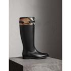 Burberry Burberry House Check Detail Riding Boots, Size: 36, Black