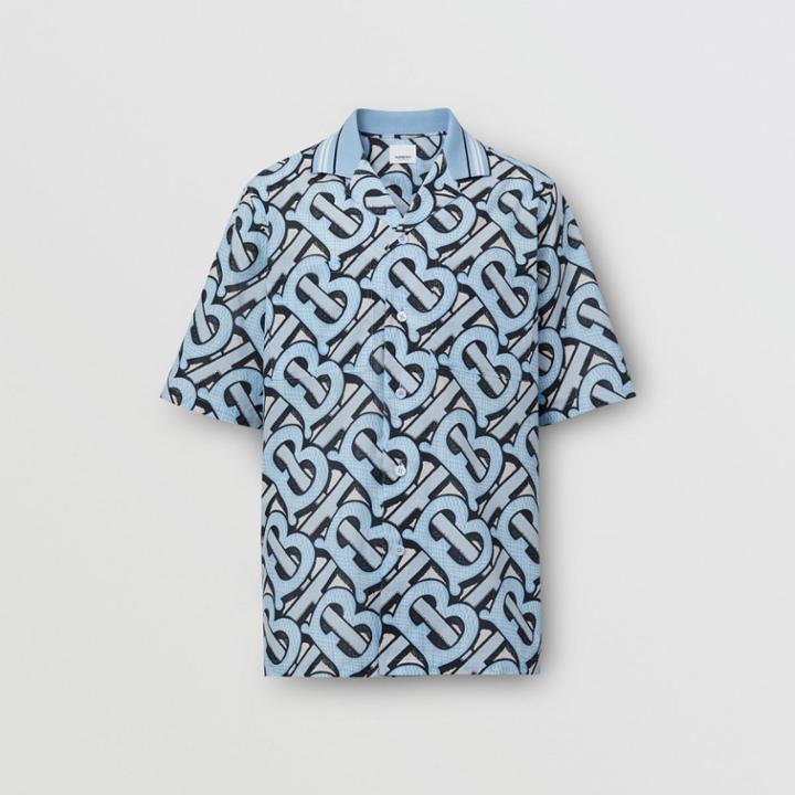Burberry Burberry Short-sleeve Monogram Print Cotton Shirt - Unisex, Blue