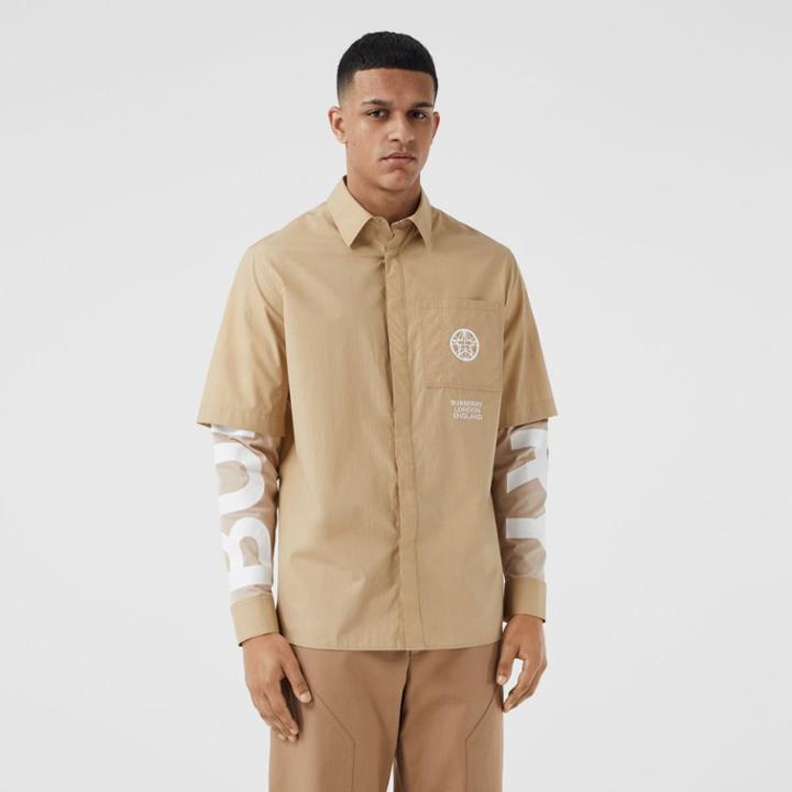Burberry Burberry Globe Graphic Cotton Oversized Shirt, Size: M