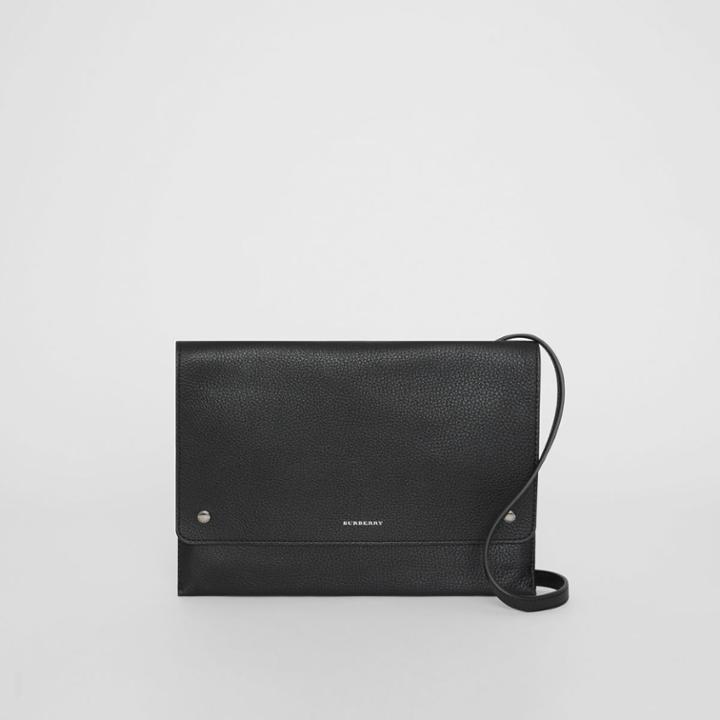 Burberry Burberry Leather Pouch With Detachable Strap, Black