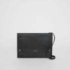 Burberry Burberry Leather Pouch With Detachable Strap, Black