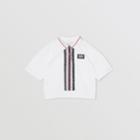 Burberry Burberry Childrens Monogram Stripe Print Cotton Piqu Polo Shirt, Size: 14y, White